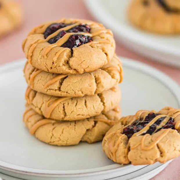close up shot of cookies stacked on top of each other on a plate