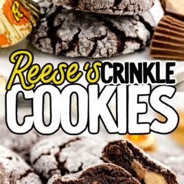 close up shot of Reese's Crinkle Cookies on a plate