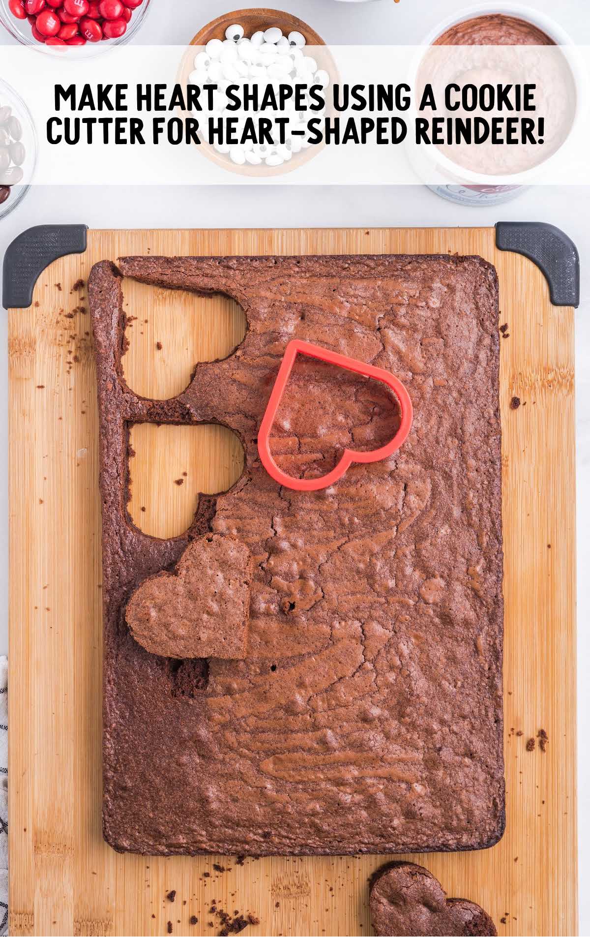 heart shapes cut out of brownies