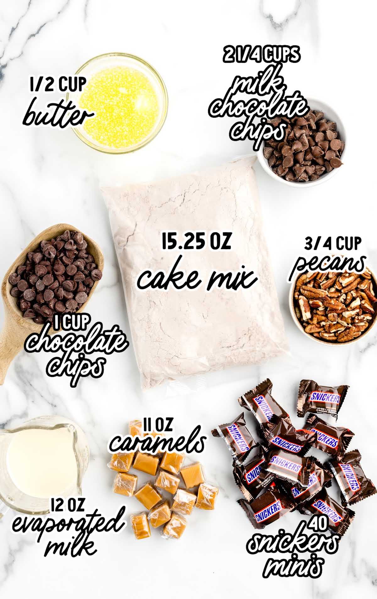 Snickers Brownies raw ingredients that are labeled