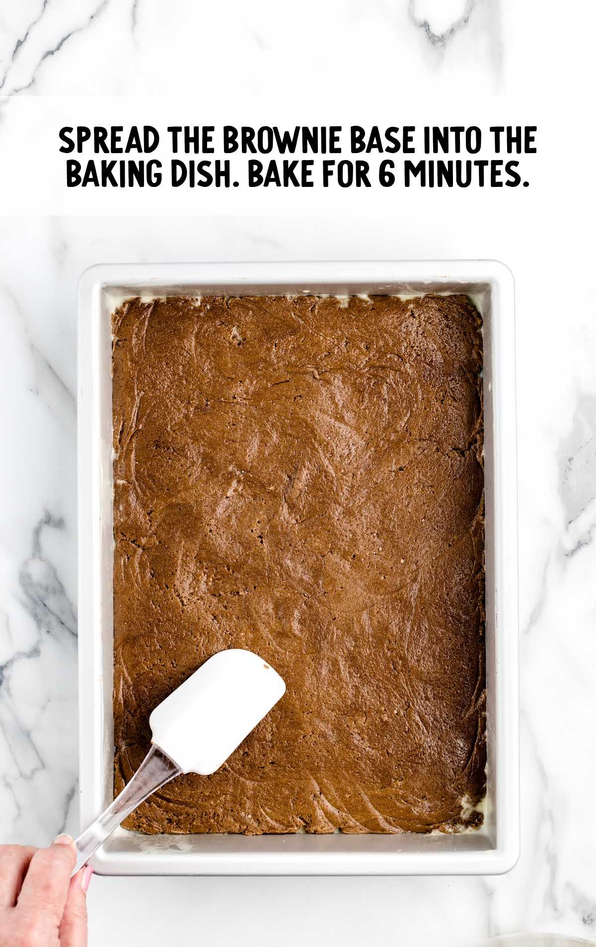 brownie base spread into the baking dish