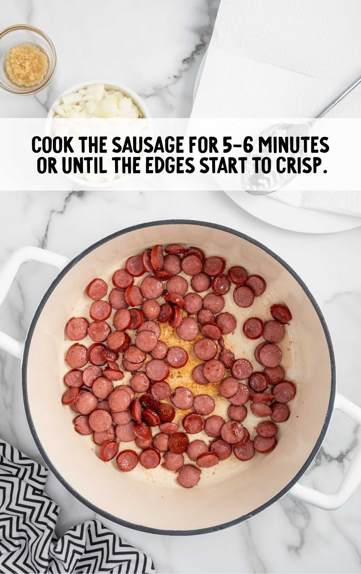 sausage cooked for 5-6 minutes