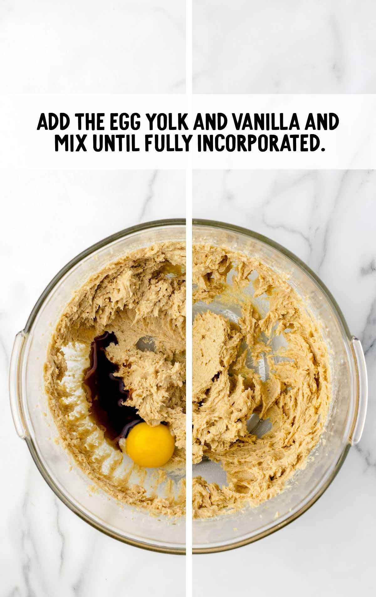 egg yolk and vanilla added together