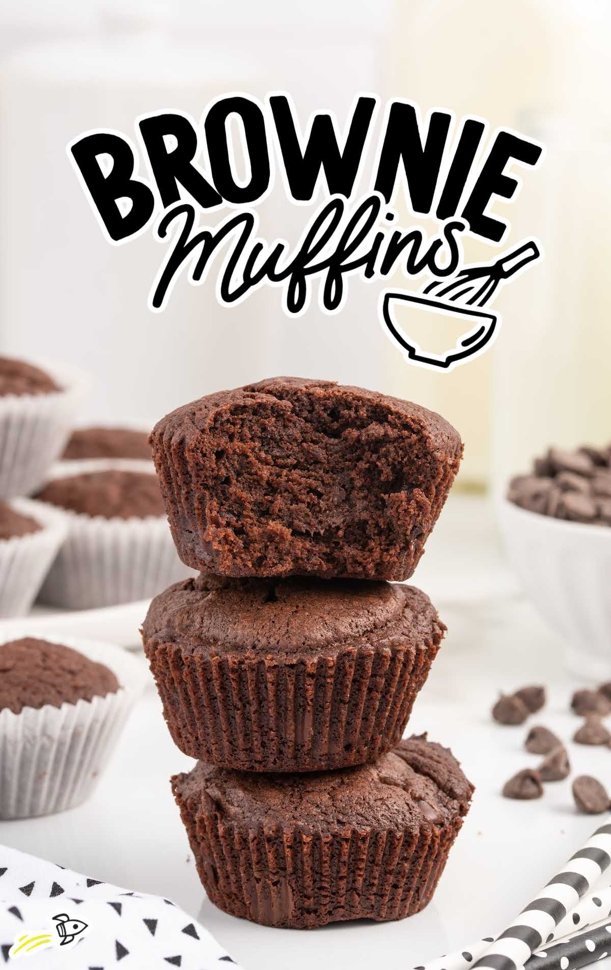 a close upshot of Brownie Muffins stacked on top of each other