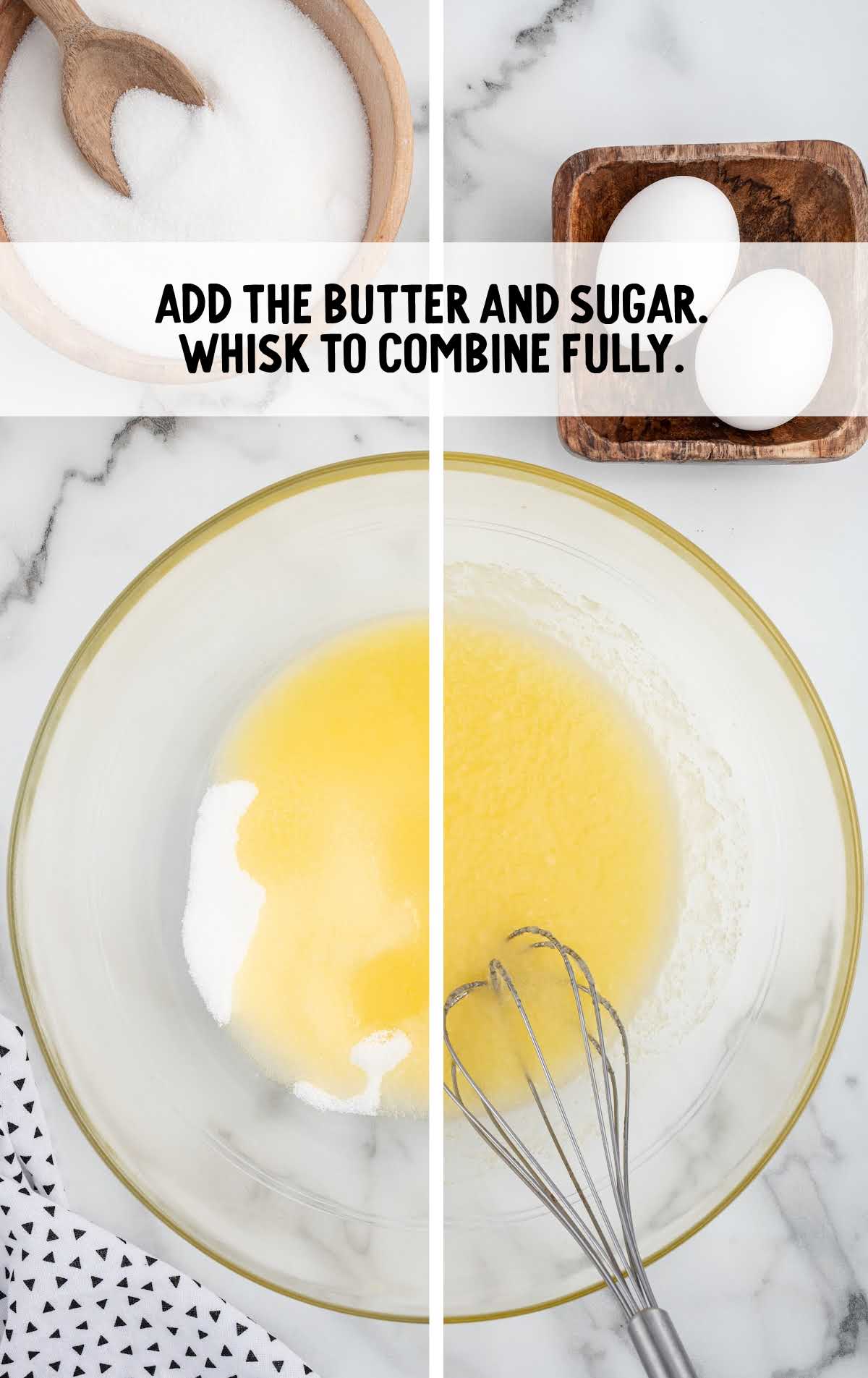 butter and sugar whisked together