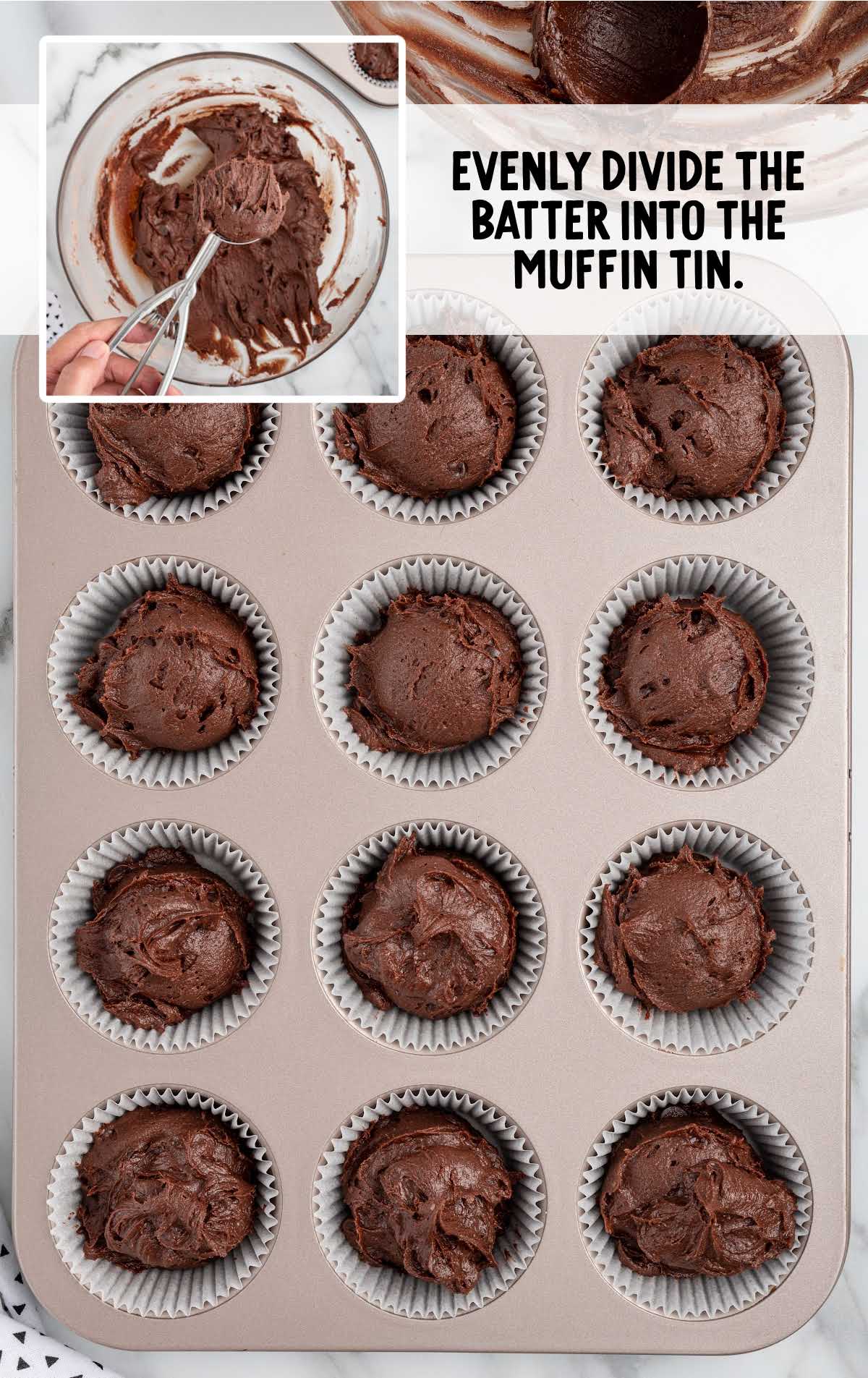 batter divided into the muffin tin