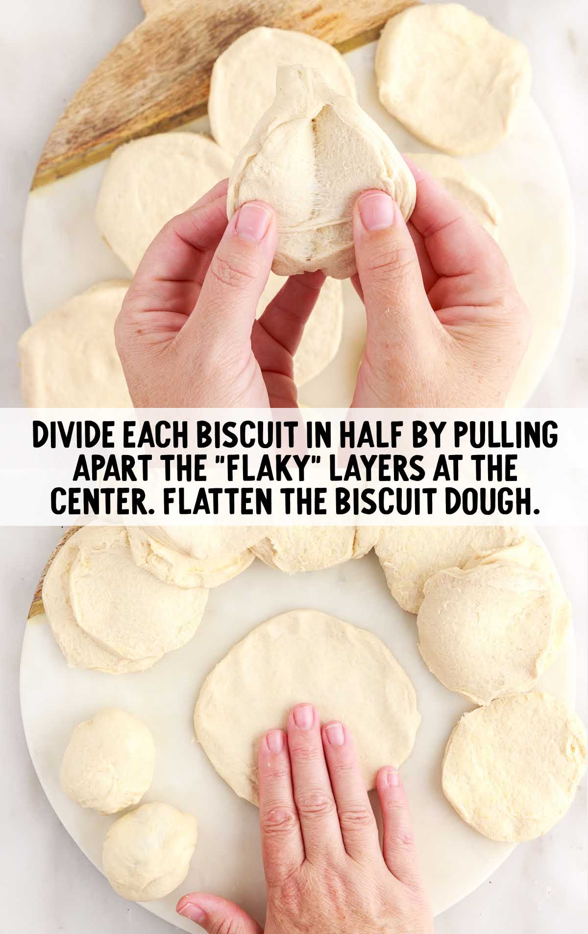 biscuit dough pulled apart