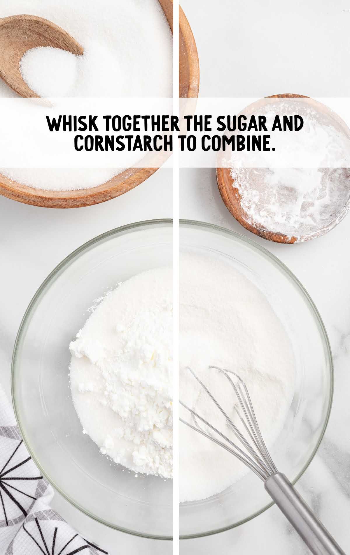 sugar and cornstarch whisked in a bowl