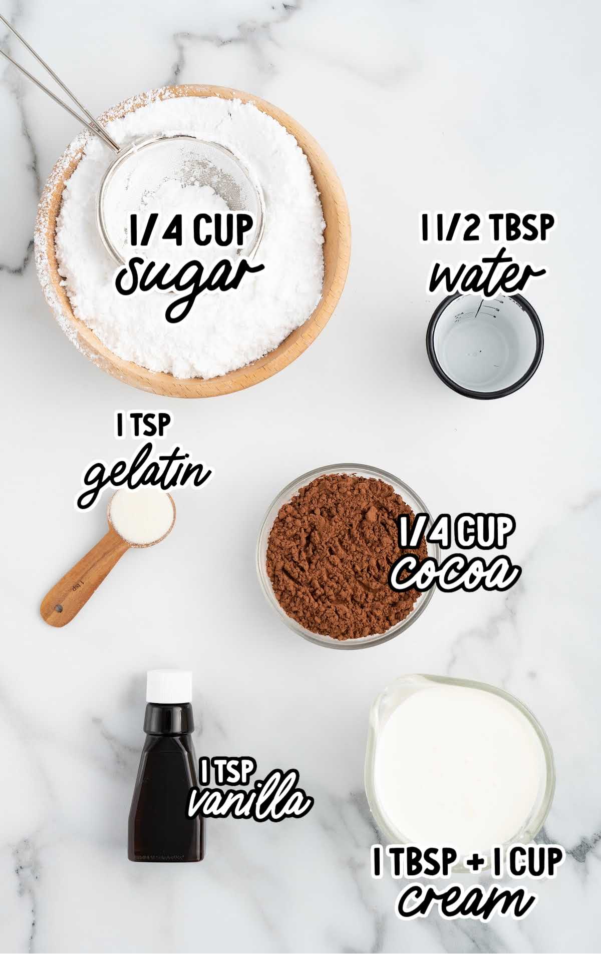 Chocolate Whipped Cream raw ingredients that are labeled