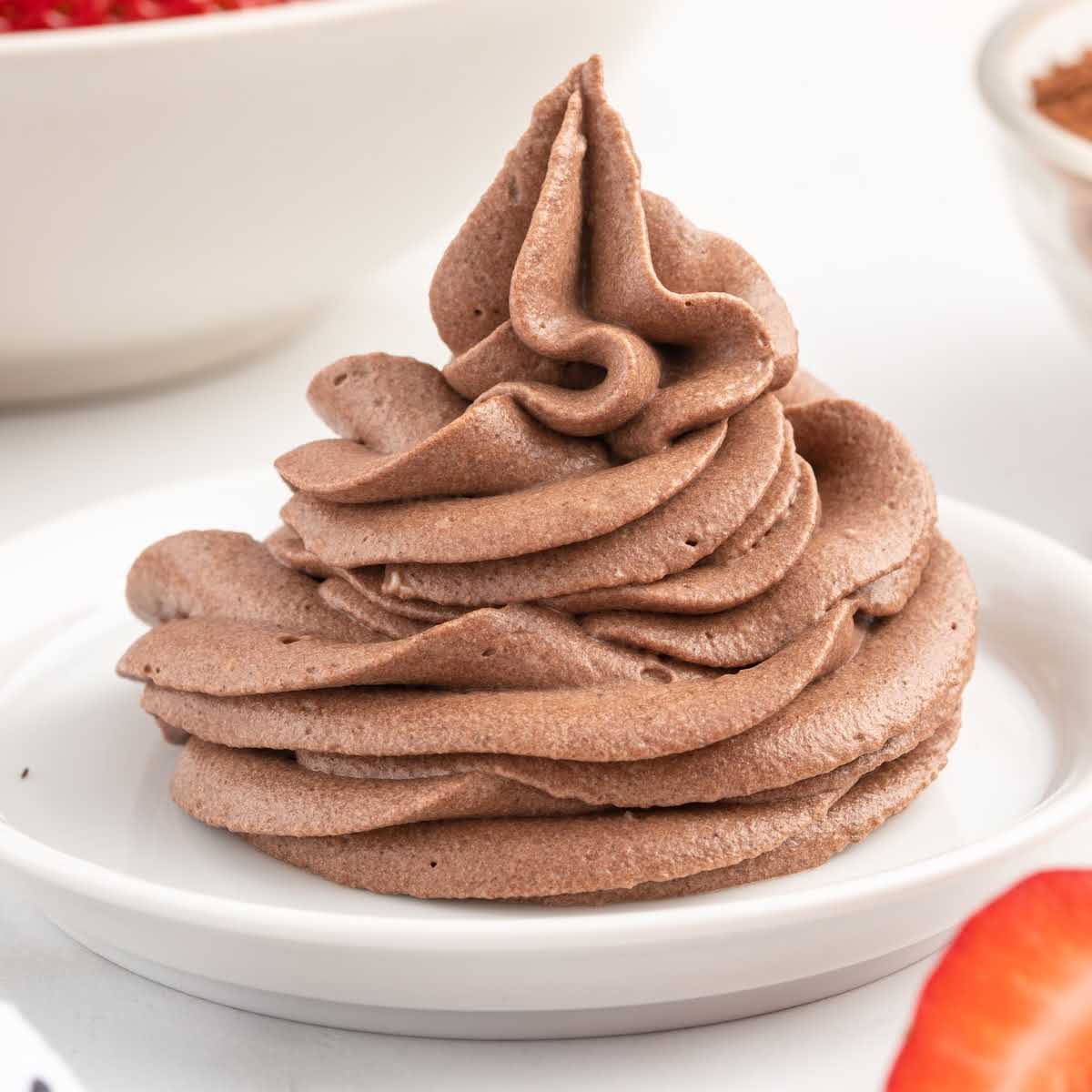 a plate of Chocolate Whipped Cream