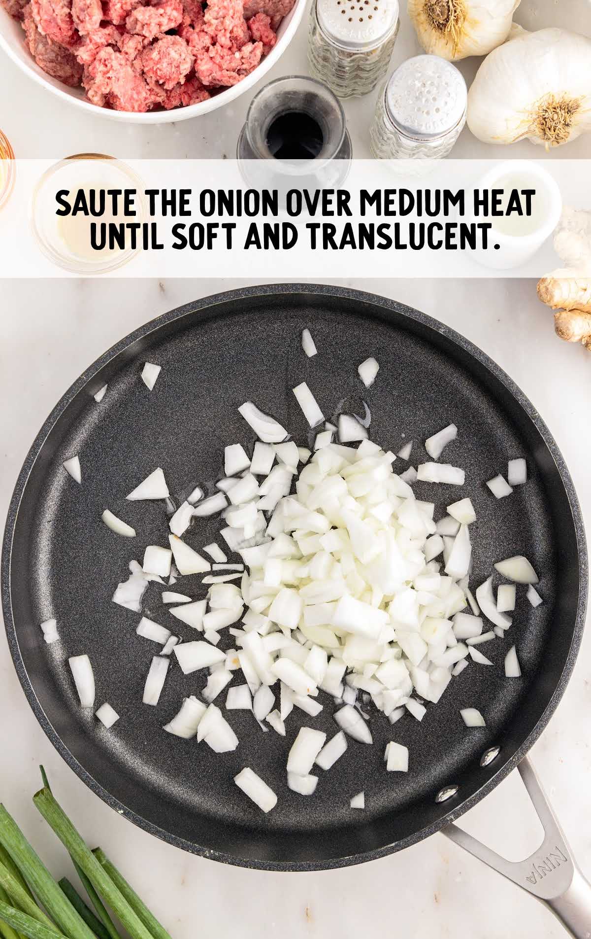 onions saute in a skillet