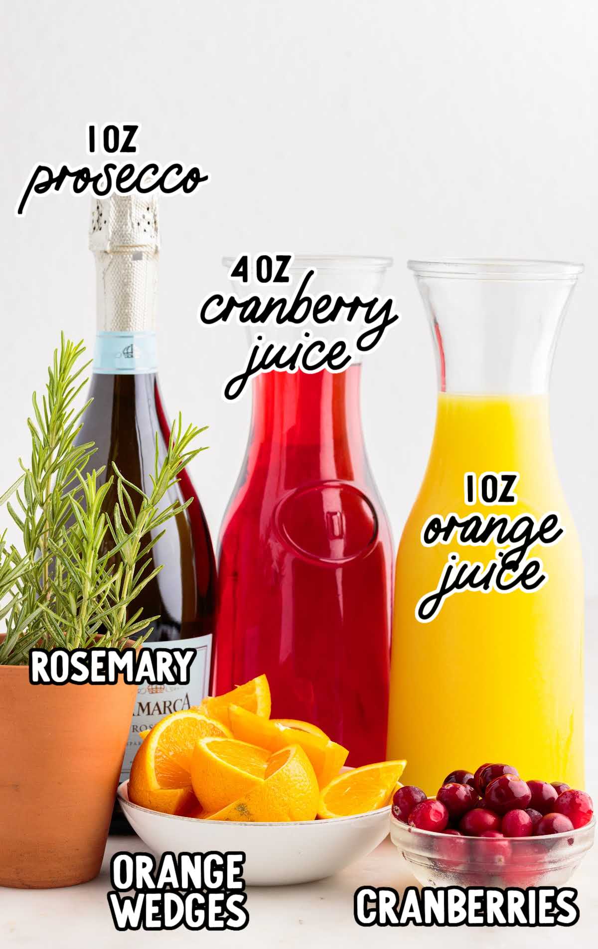 Cranberry Orange Mimosa raw ingredients that are labeled