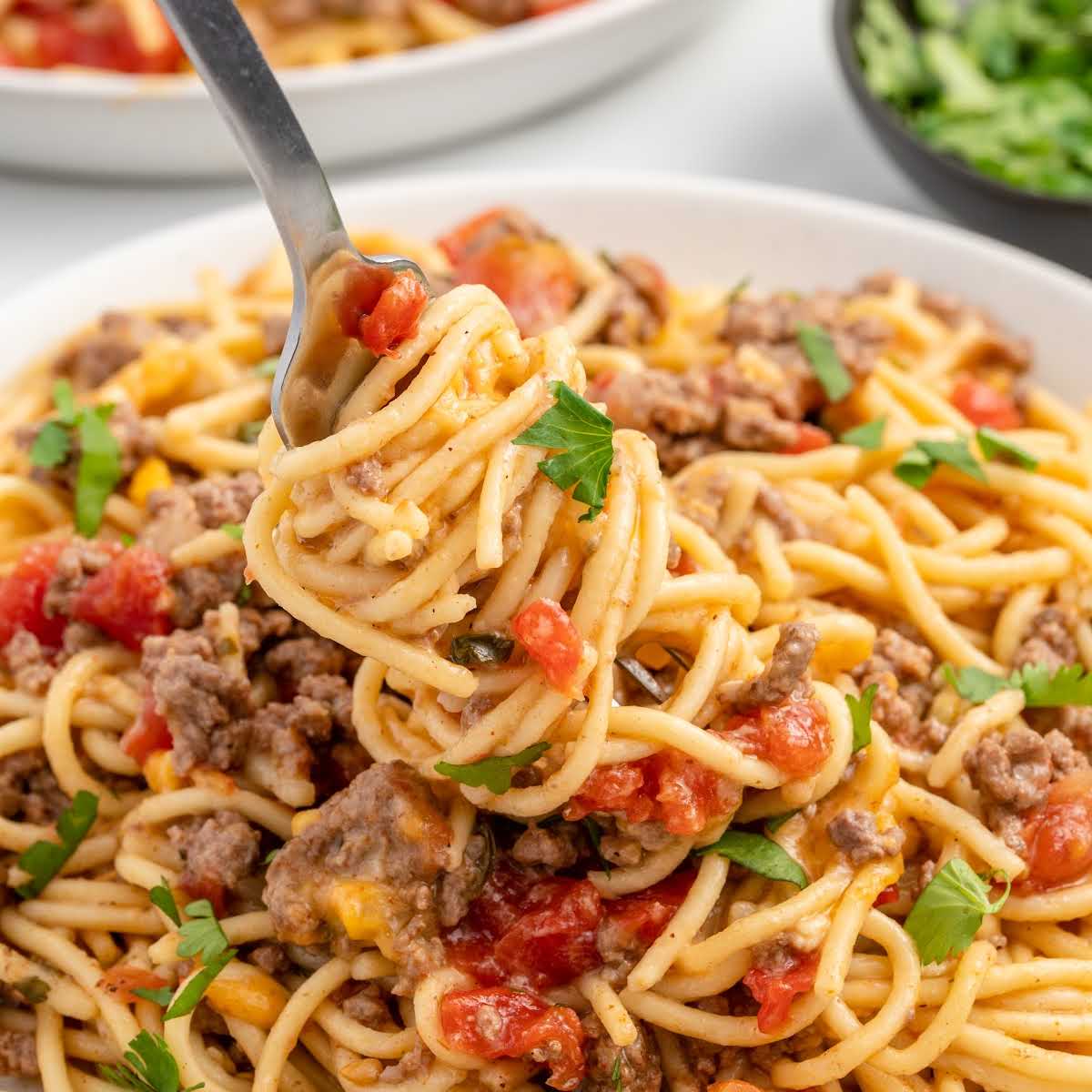 Crockpot Taco Spaghetti - Spaceships and Laser Beams