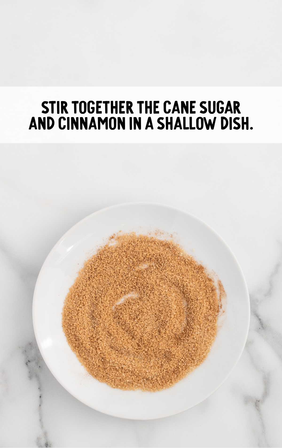 cane sugar and cinnamon combined in a shallow bowl