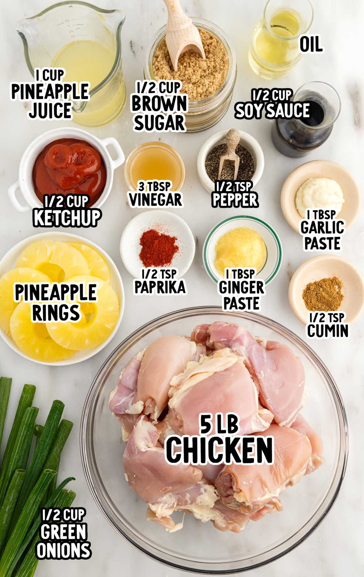 Huli Huli Chicken raw ingredients that are labeled