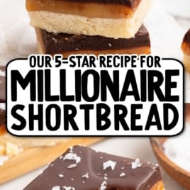 Best millionaire shortbread recipe stacked bars with bite marks showing caramel, shortbread, and chocolate layers