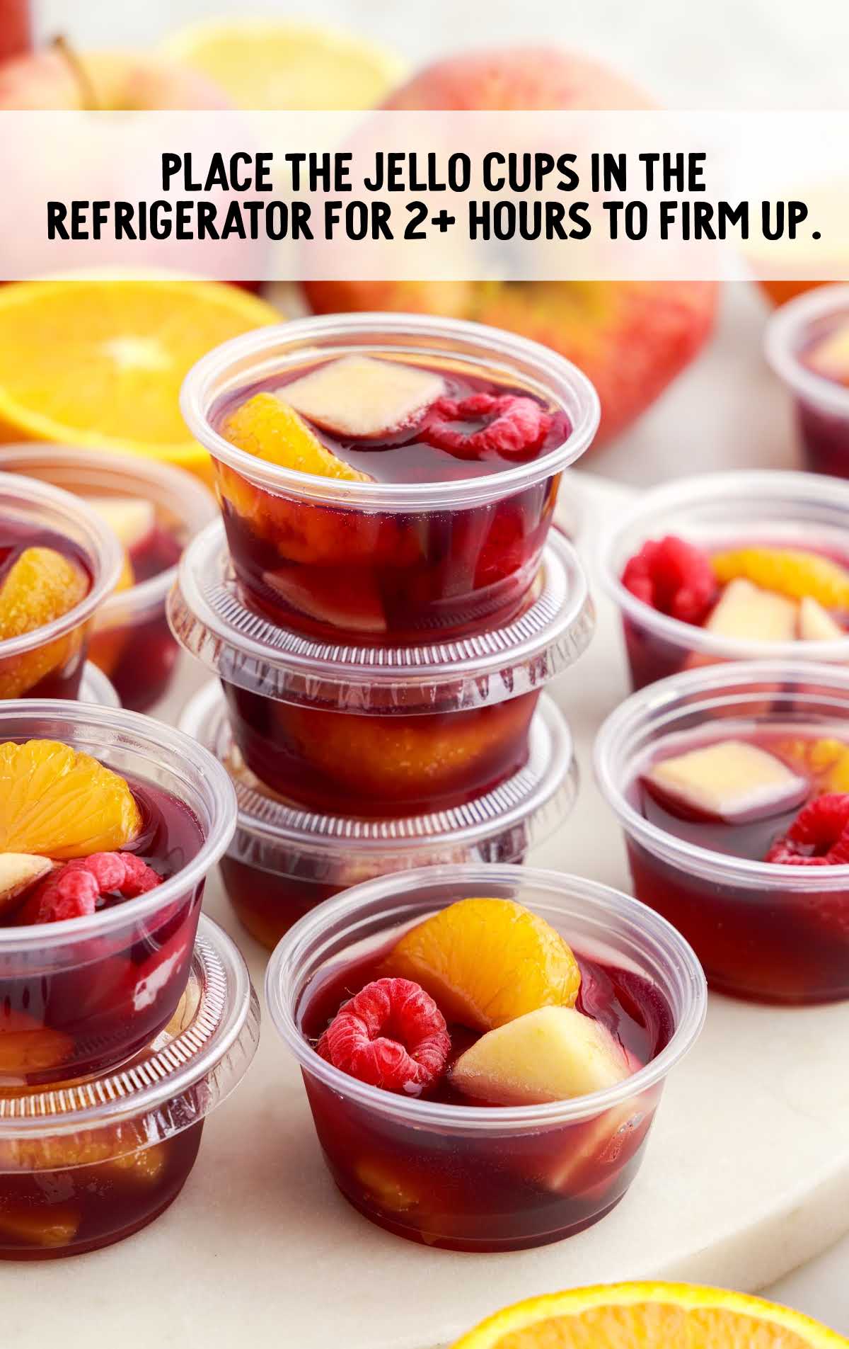 jello cups filled with the sangria mixture