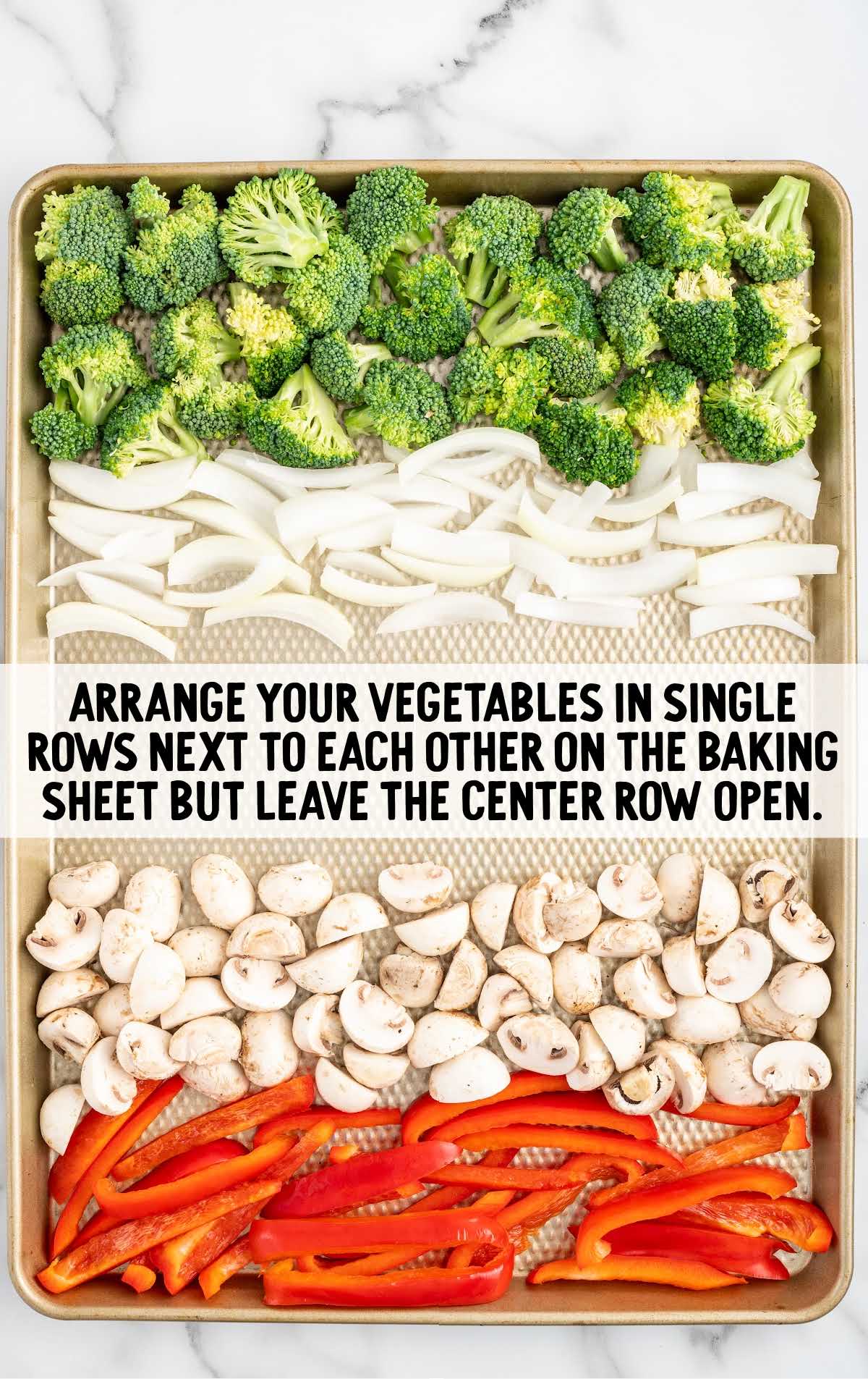 vegetables arranged in single row