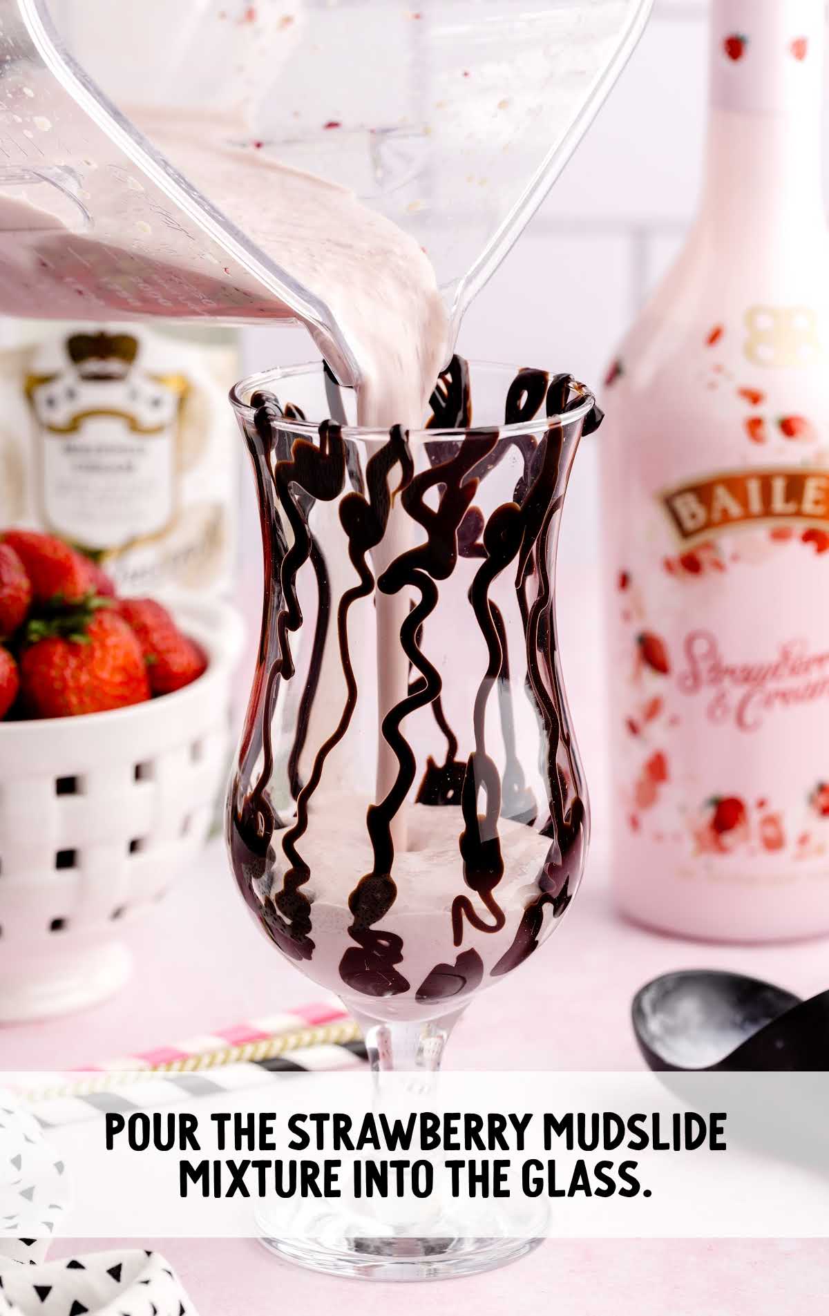 Strawberry Mudslide poured into the glass
