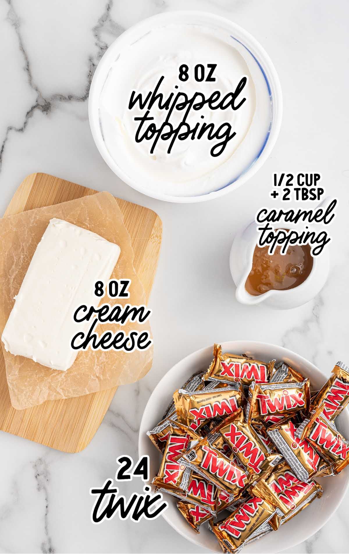 Twix Dip raw ingredients that are labeled