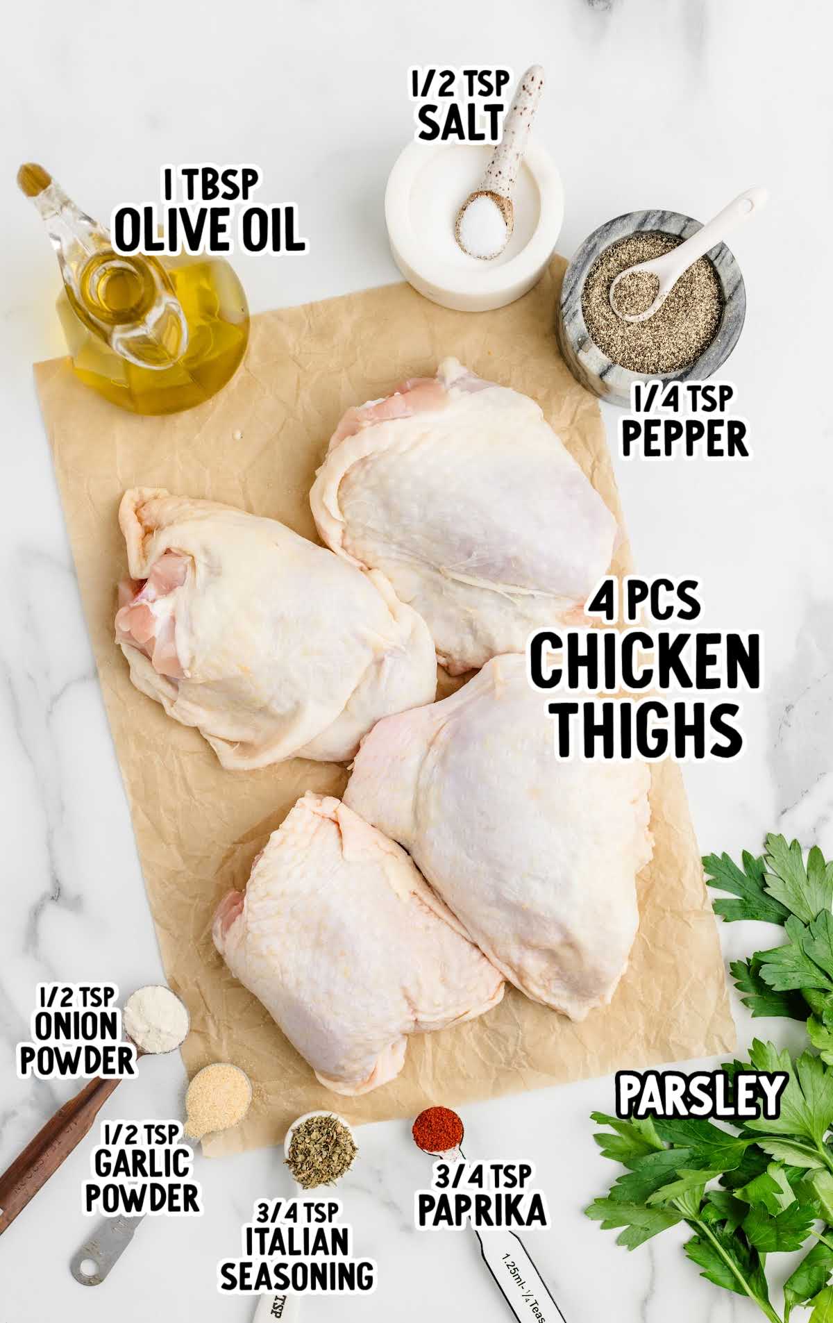 Air Fryer Chicken Thighs raw ingredients that are labeled