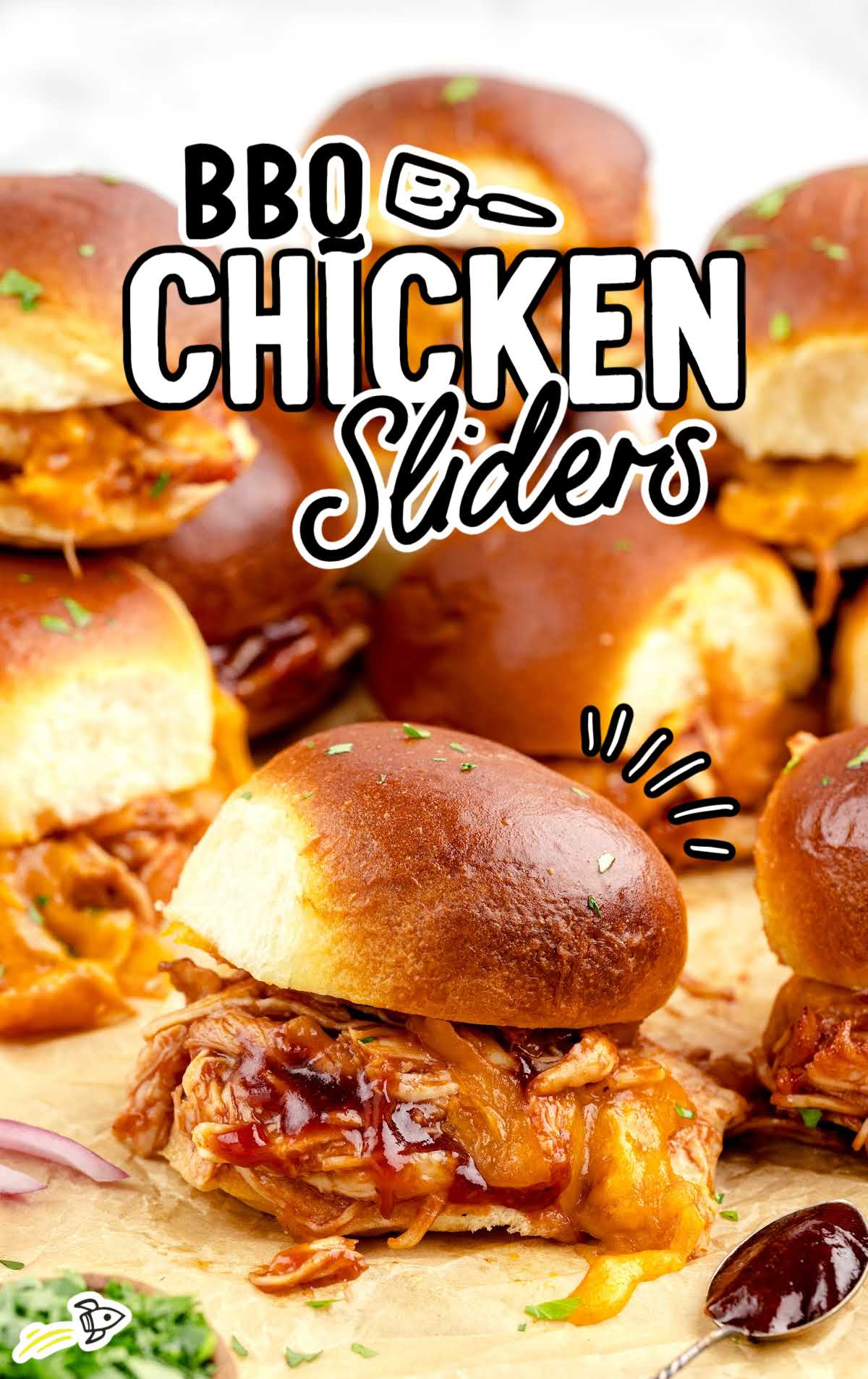 close up shot of BBQ Chicken Sliders