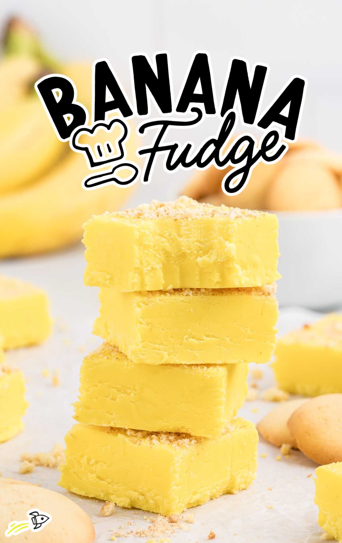 a close up shot of Banana Fudge stacked on top of each other