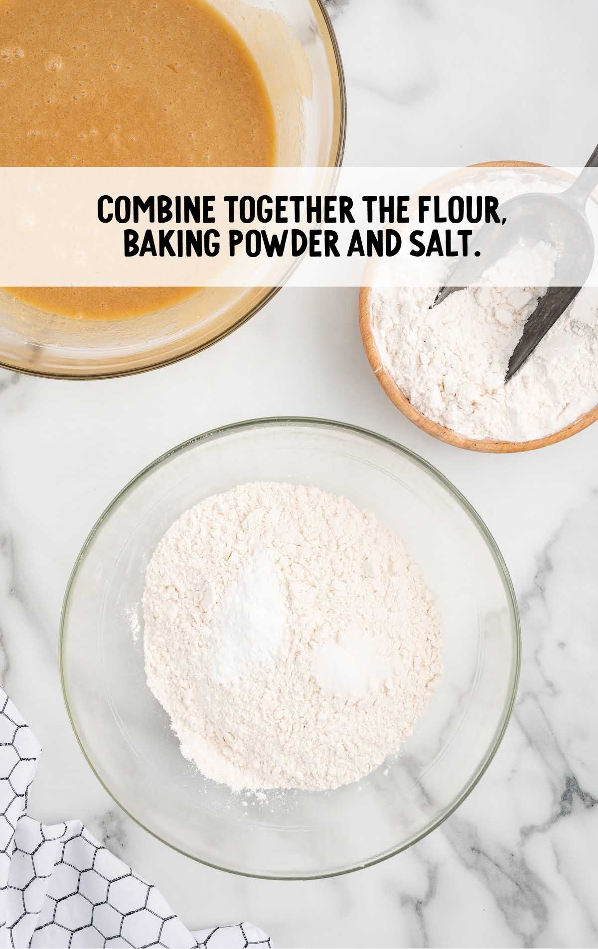 flour, baking powder, and salt combined