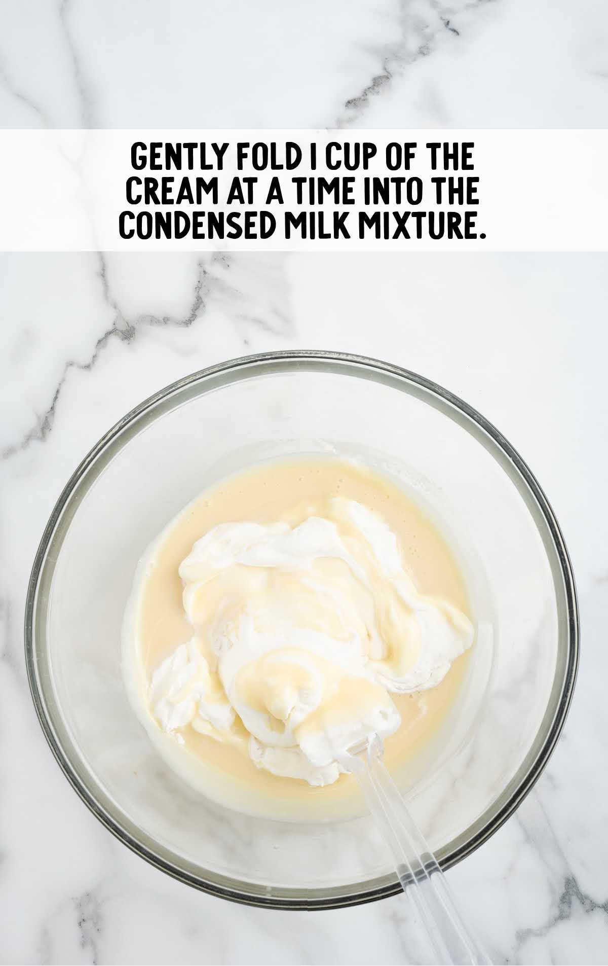 heavy cream folded into the condensed milk mixture