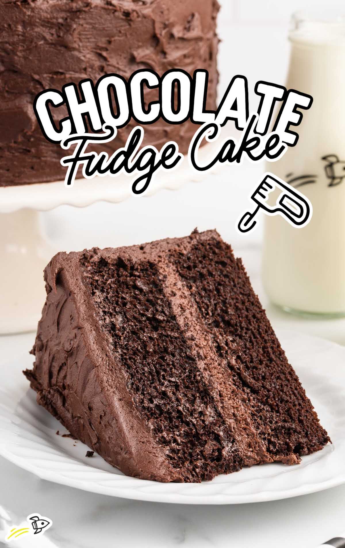 a slice of Chocolate Fudge Cake on a plate