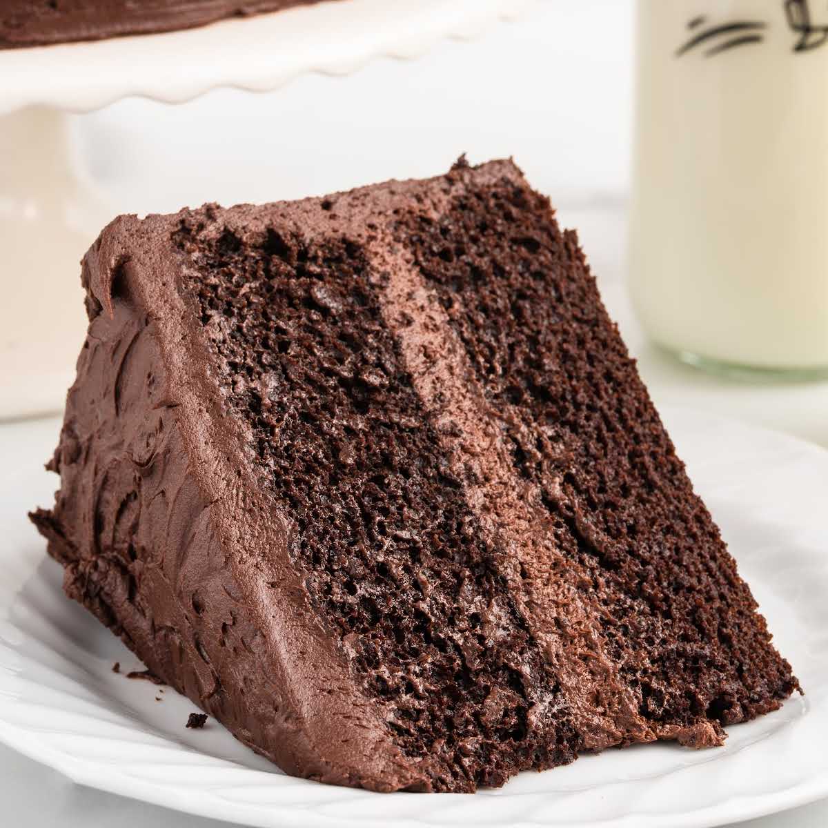 a slice of Chocolate Fudge Cake on a plate