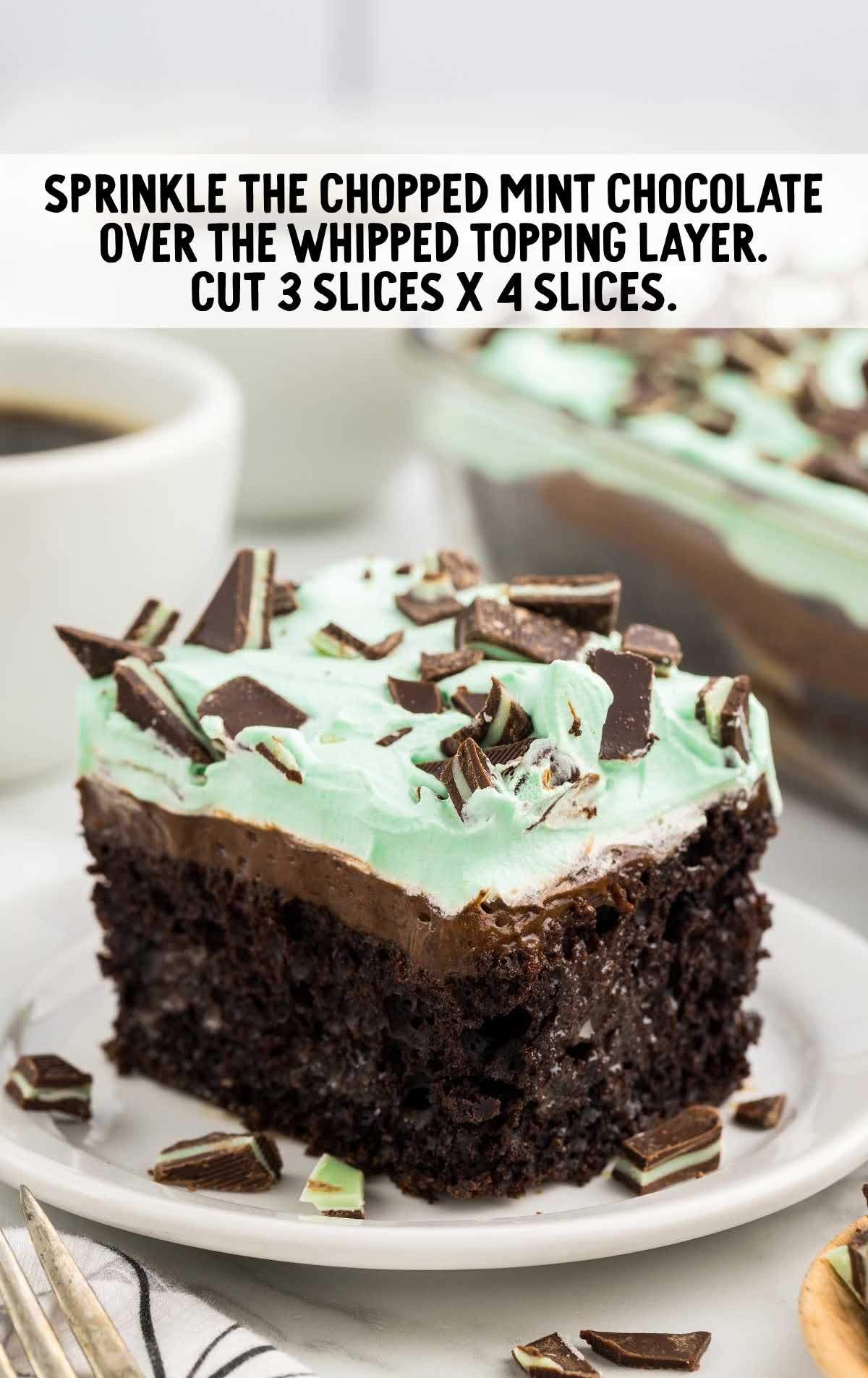 chopped mint chocolate sprinkled over the whipped topping layer