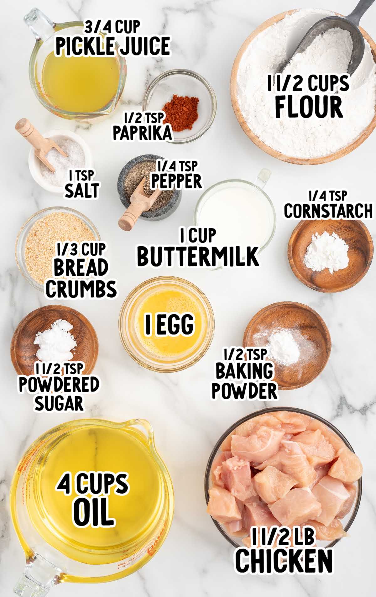 Copycat Chick Fil A Nuggets raw ingredients that are labeled