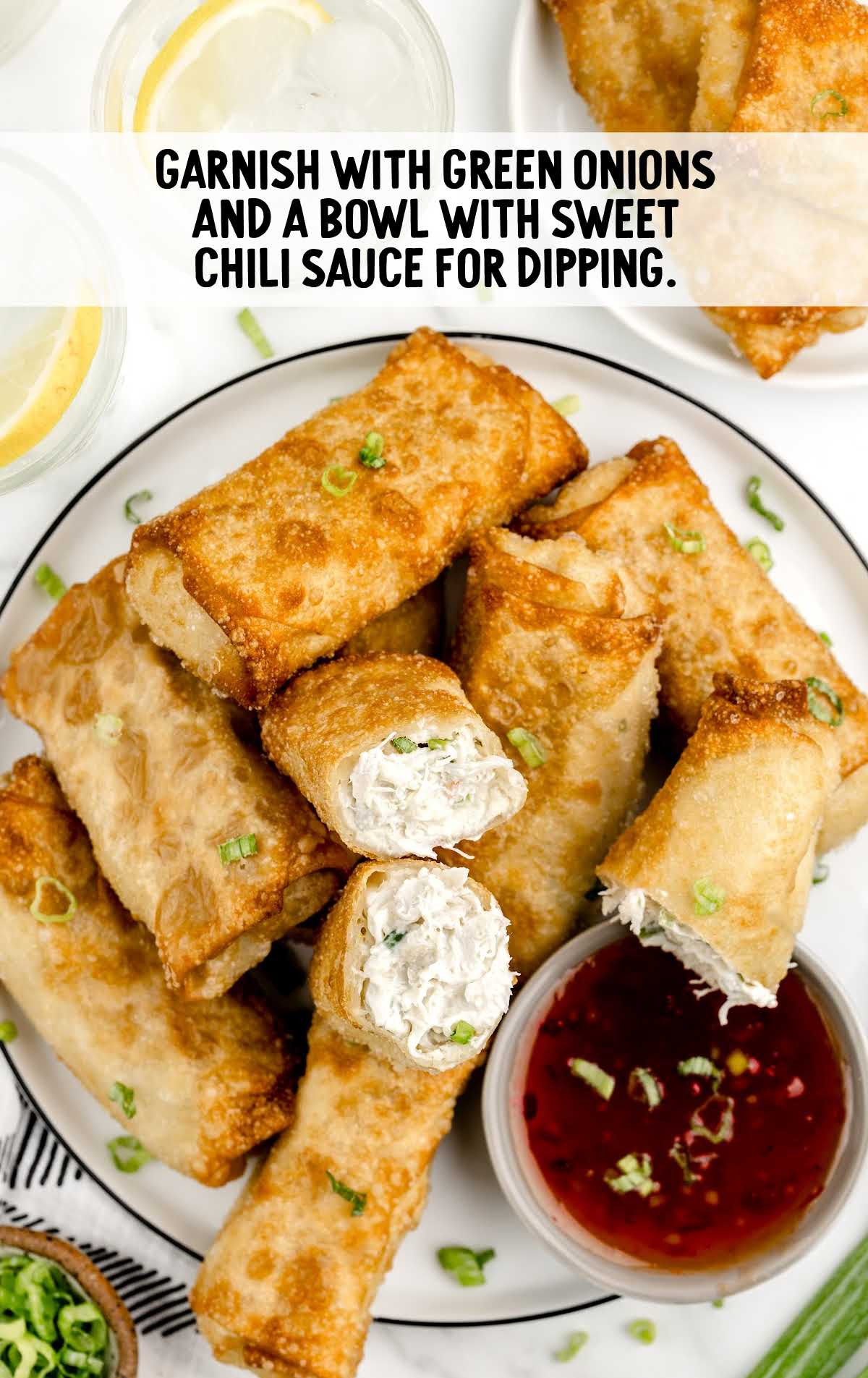 top egg rolls with green onions