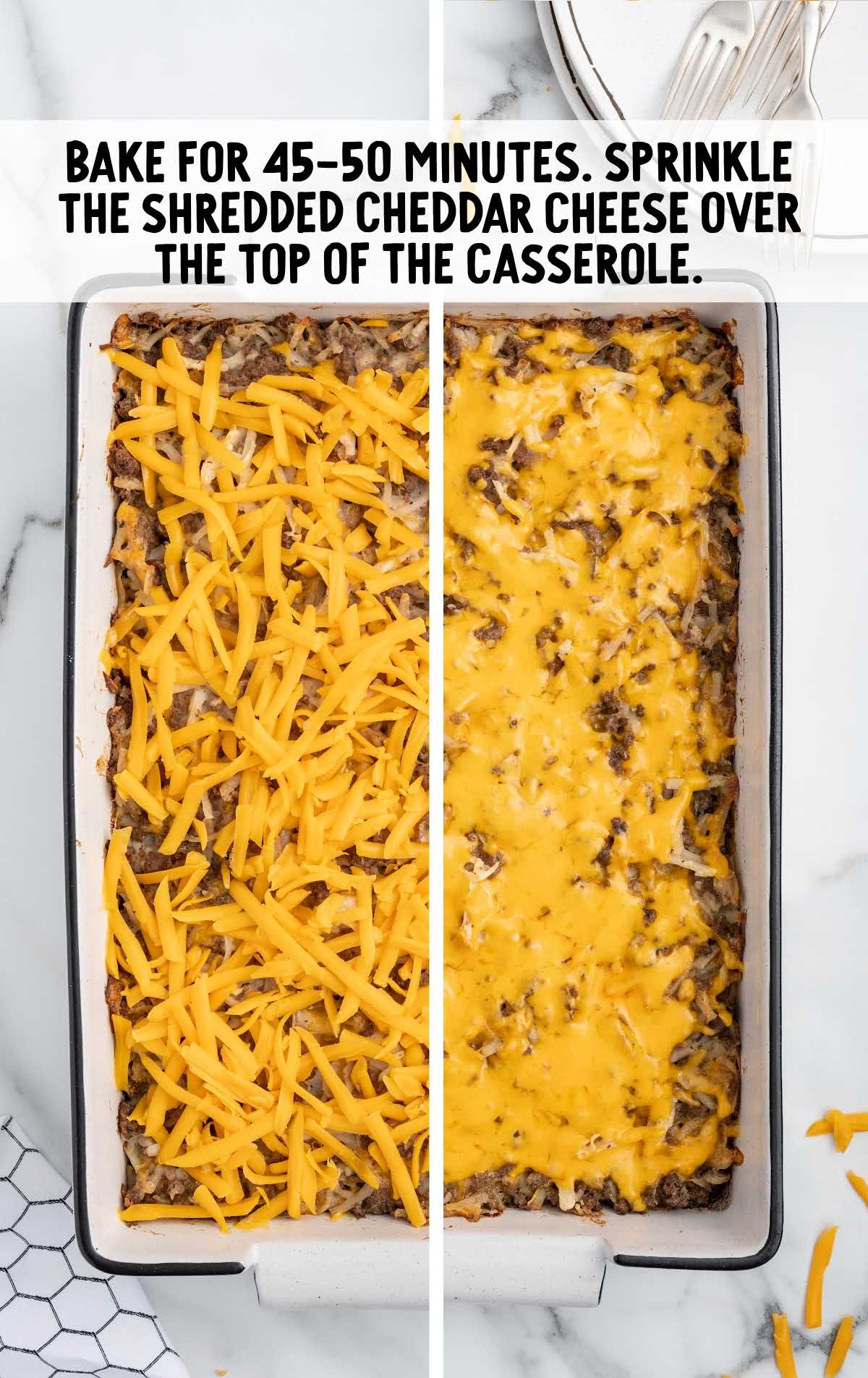 casserole baked for 45 to 50 minutes