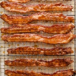 cooked bacon on a rack