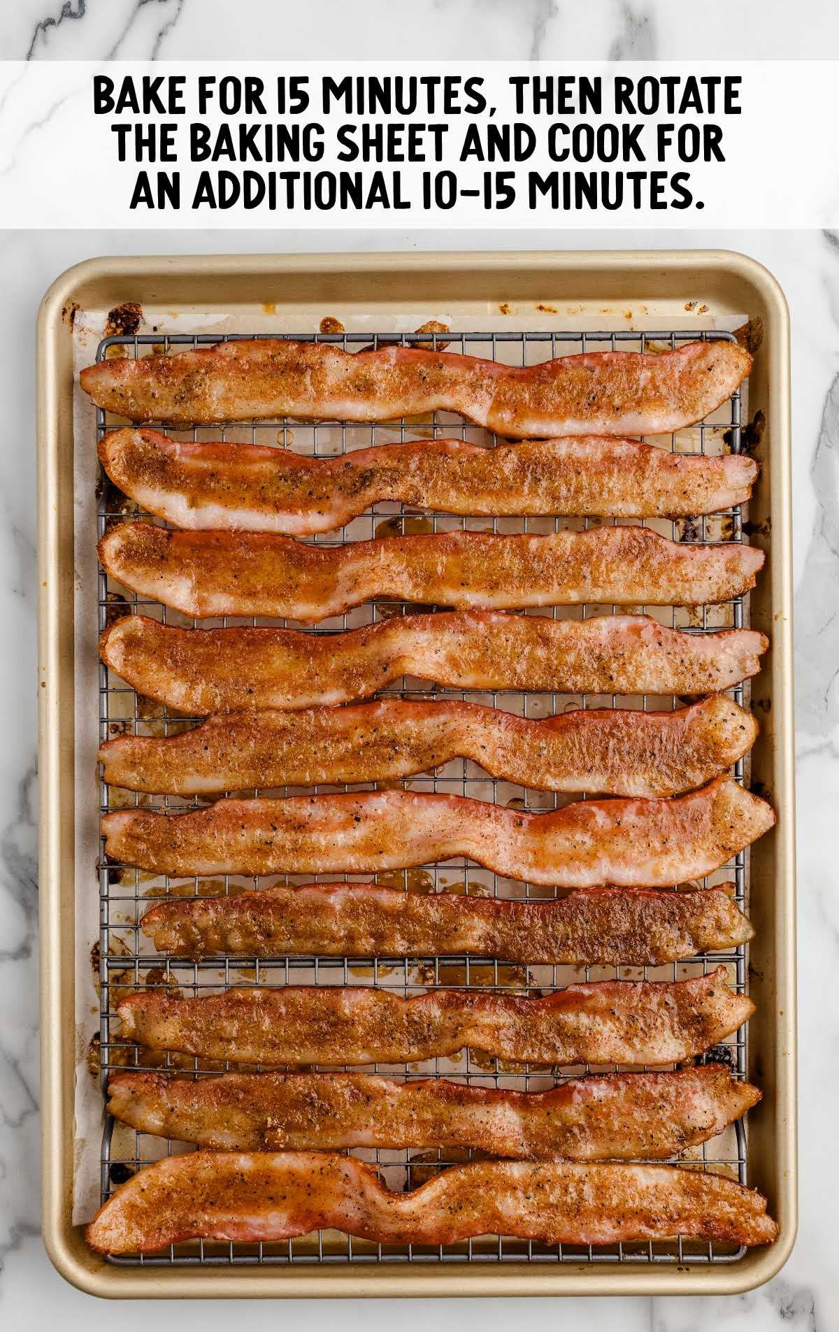 cooked bacon on a baking rack