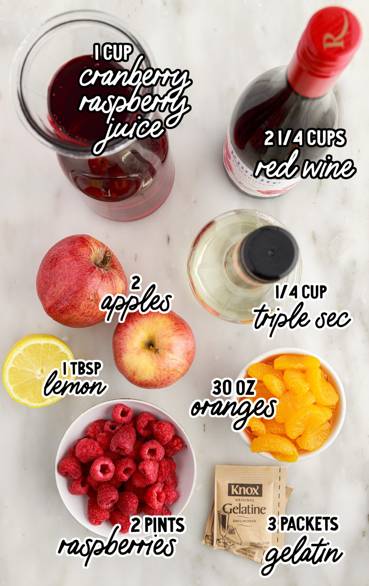 an image of the ingredients to make sangria jello shots