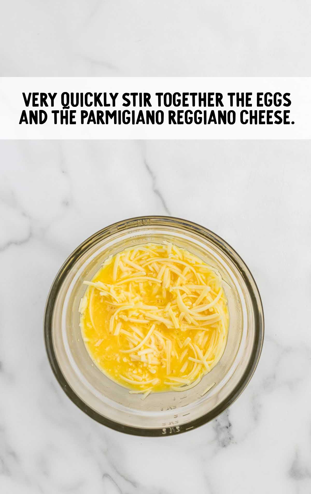 eggs and parmigiano reggiano cheese stirred together