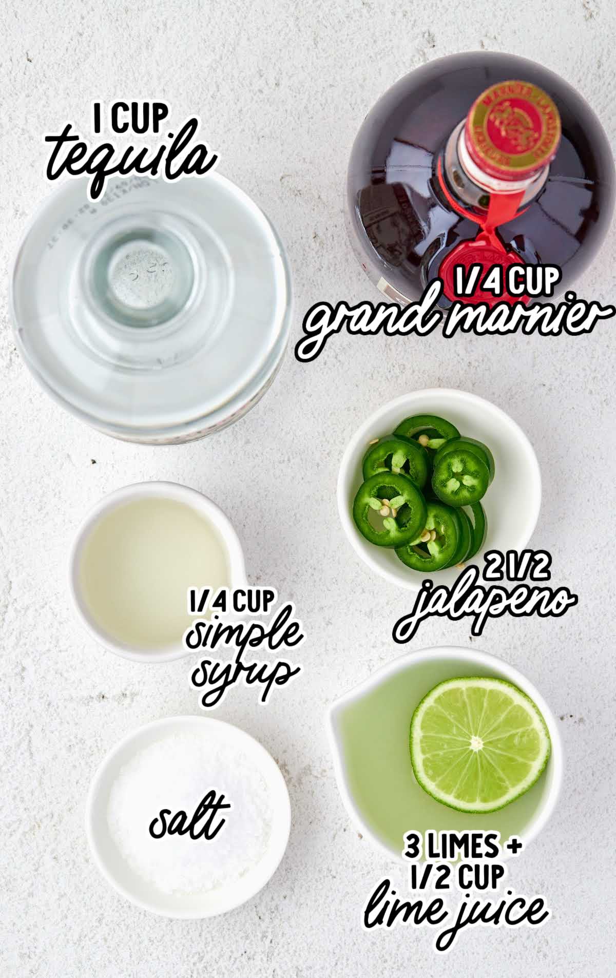 Spicy Margarita raw ingredients that are labeled