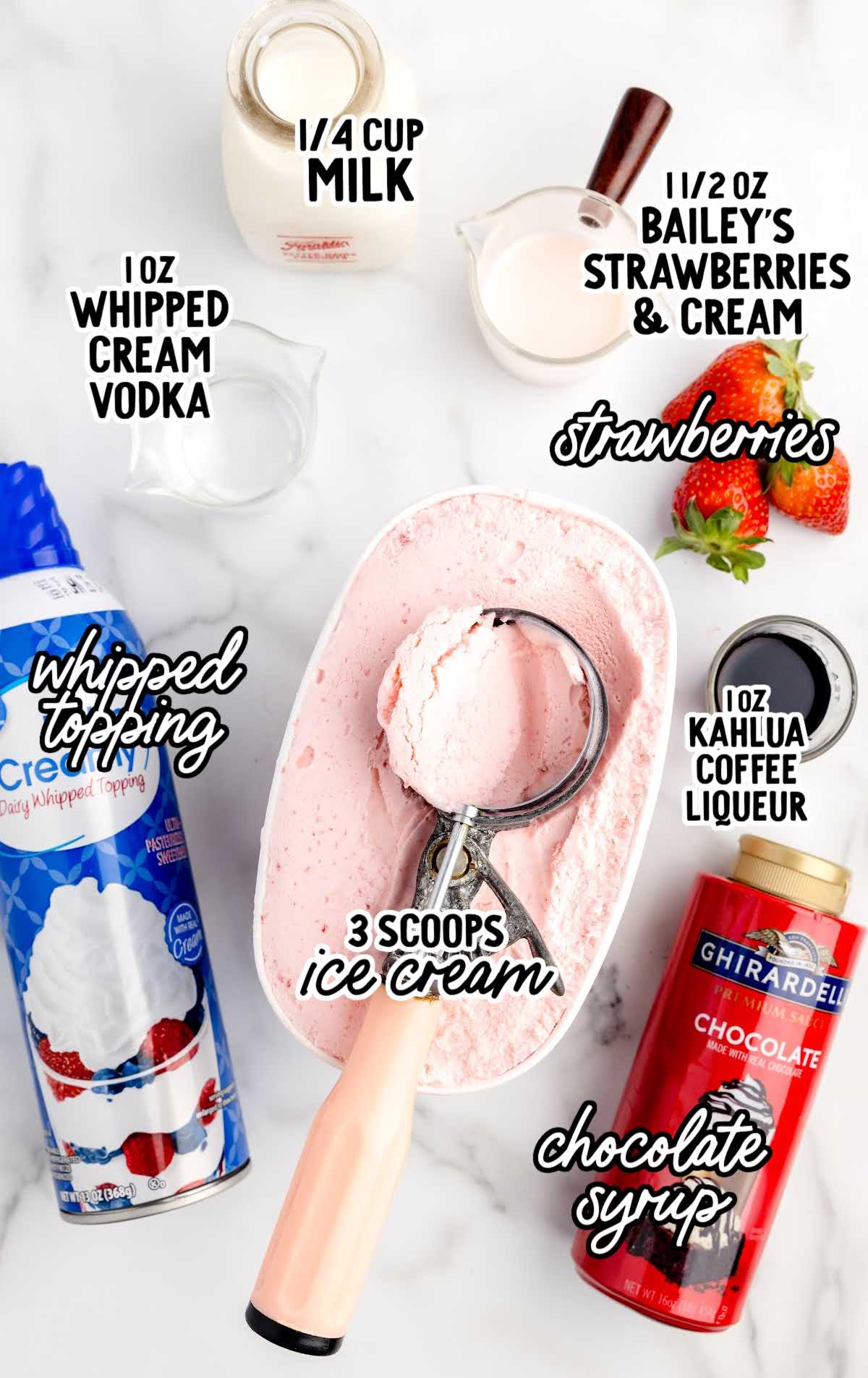 Strawberry Mudslide raw ingredients that are labeled