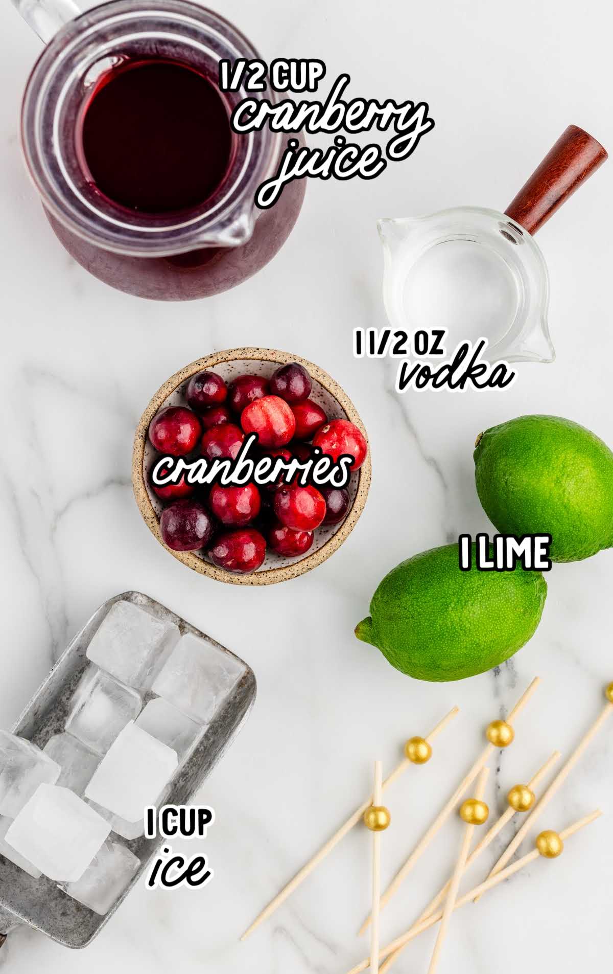 Vodka Cranberry raw ingredients that are labeled