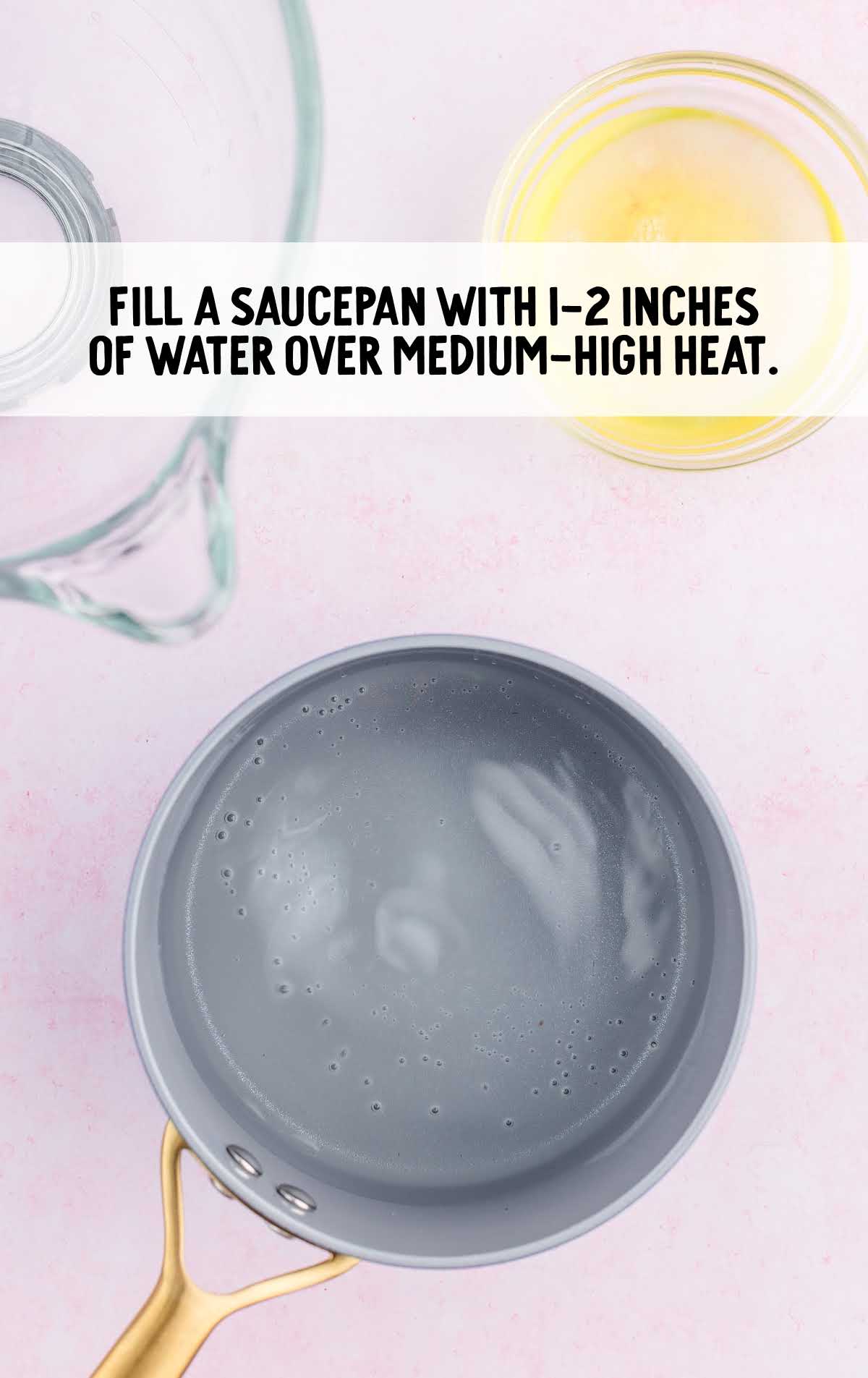 saucepan filled with water