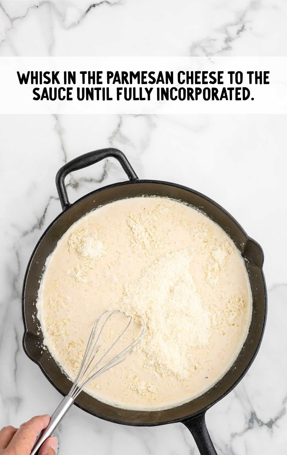 parmesan cheese whisked with the sauce