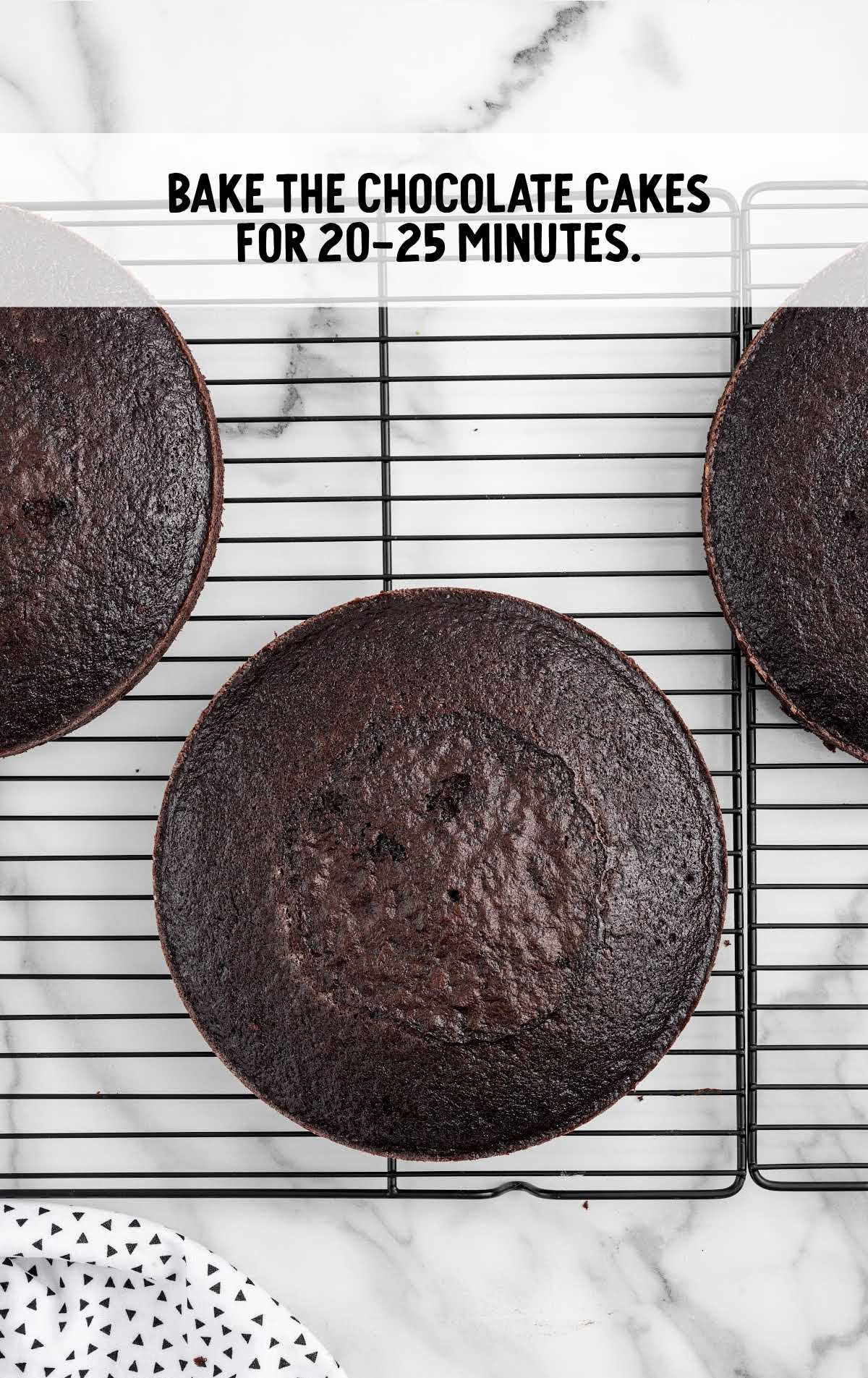 chocolate cakes baked on a cooling rack