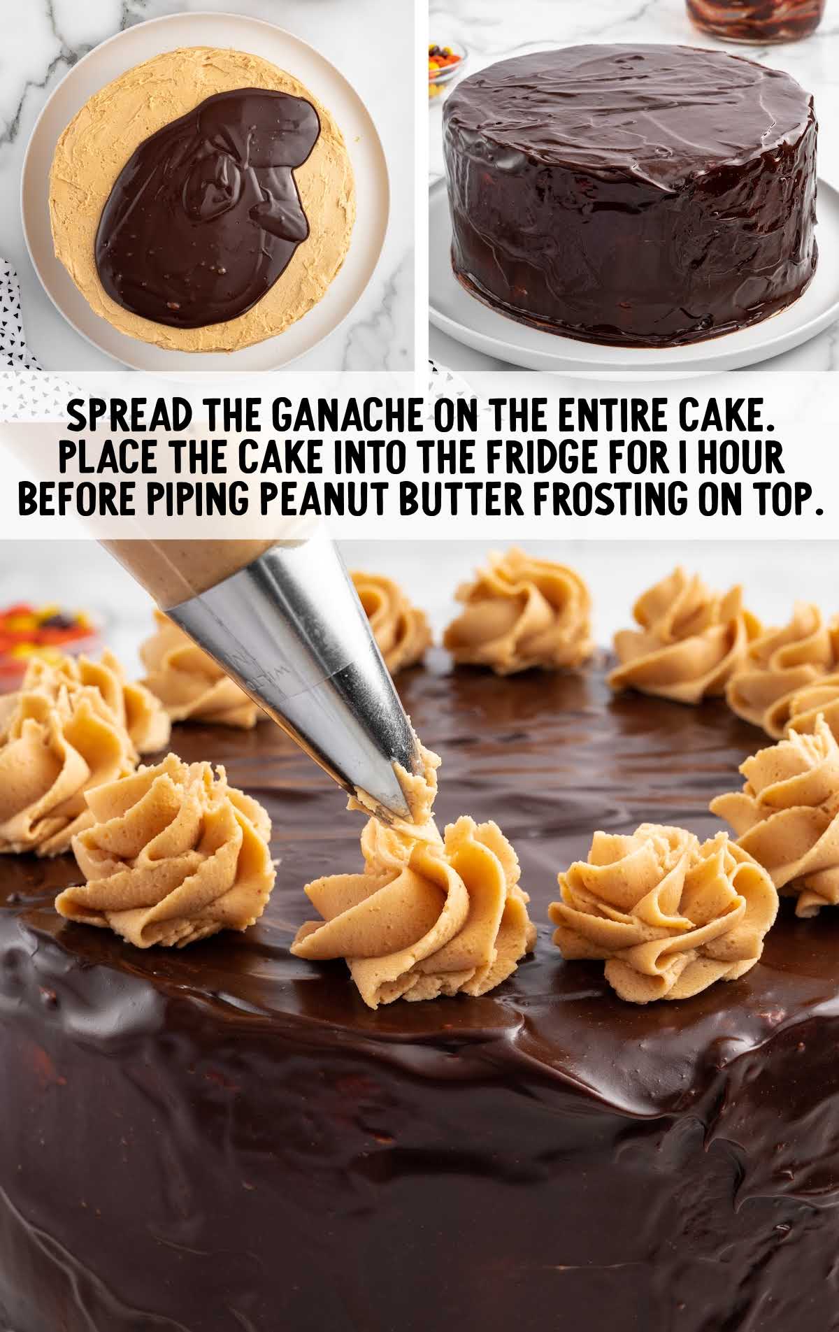 cake topped with ganache and frosting