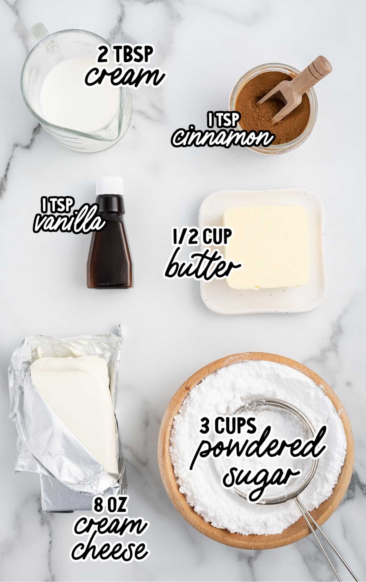 Cinnamon Cream Cheese Frosting raw ingredients that are labeled