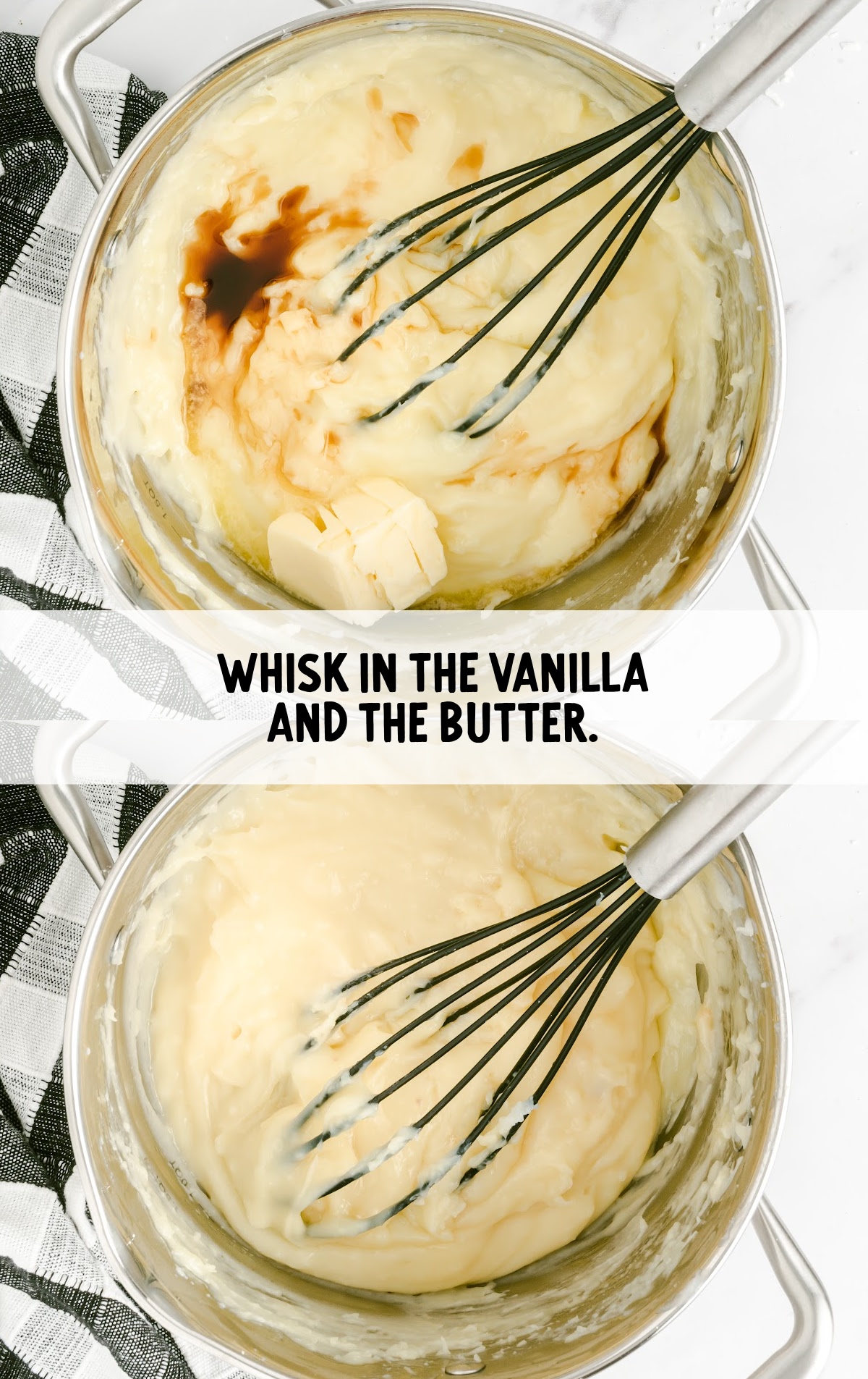 vanilla and butter whisked together in a pot