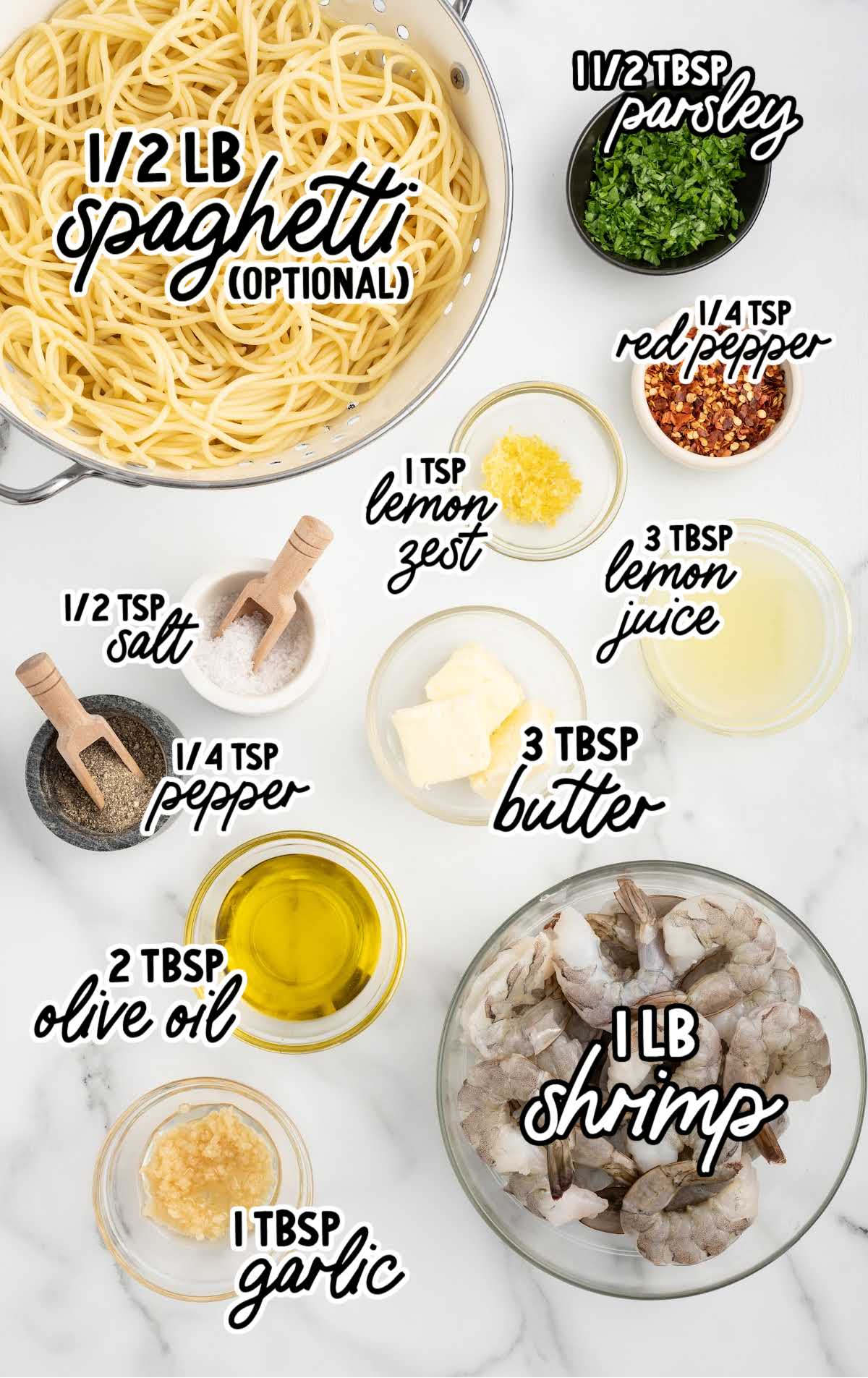ingredients to make lemon garlic shrimp