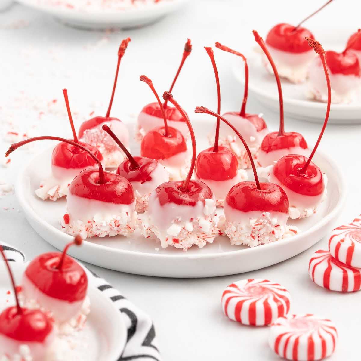 a close up shot of cherry bombs on a plate